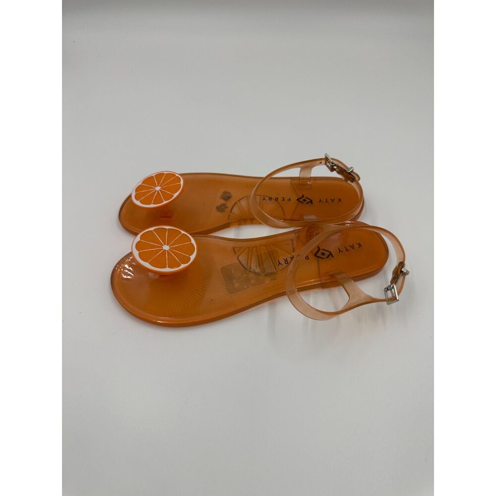 Katy Perry ORANGE Jelly Sandals Sz 8 May Be Scented Sandals w/ Straps EUC/ NWOT - Picture 3 of 9